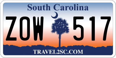 SC license plate ZOW517
