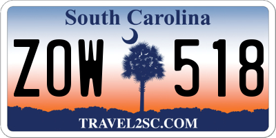 SC license plate ZOW518