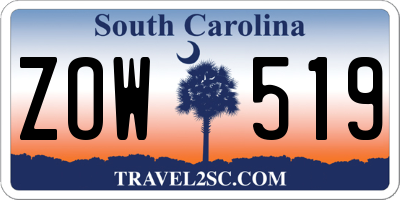 SC license plate ZOW519