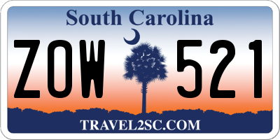 SC license plate ZOW521