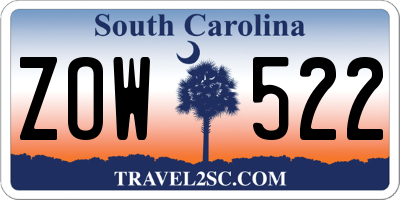 SC license plate ZOW522