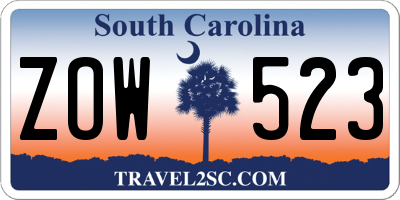 SC license plate ZOW523