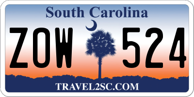 SC license plate ZOW524