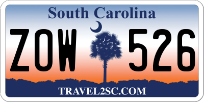 SC license plate ZOW526