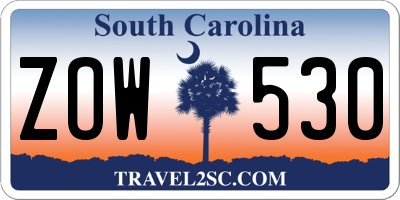 SC license plate ZOW530