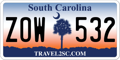 SC license plate ZOW532