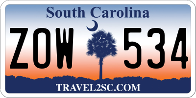 SC license plate ZOW534