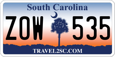 SC license plate ZOW535