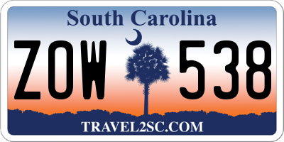 SC license plate ZOW538