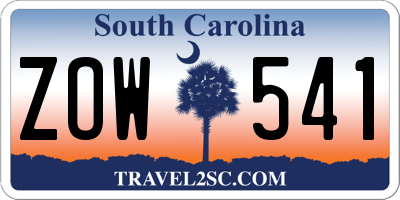 SC license plate ZOW541