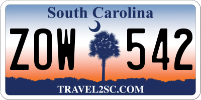 SC license plate ZOW542