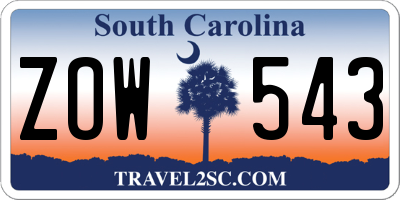 SC license plate ZOW543