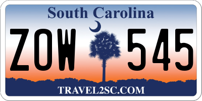 SC license plate ZOW545