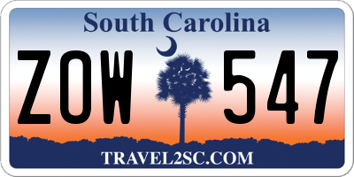 SC license plate ZOW547