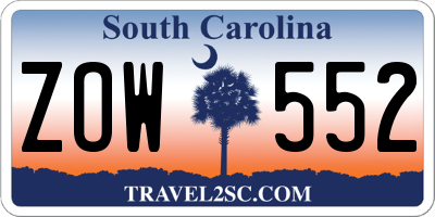 SC license plate ZOW552