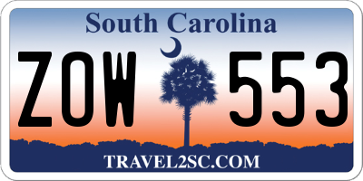 SC license plate ZOW553