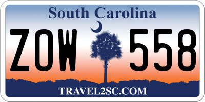SC license plate ZOW558