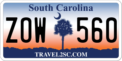 SC license plate ZOW560