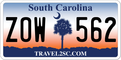 SC license plate ZOW562