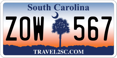 SC license plate ZOW567