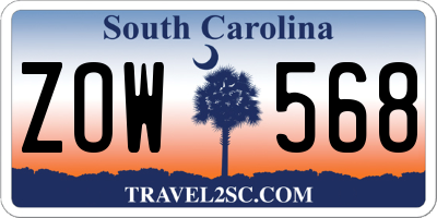SC license plate ZOW568