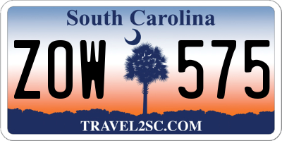 SC license plate ZOW575