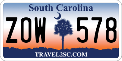 SC license plate ZOW578