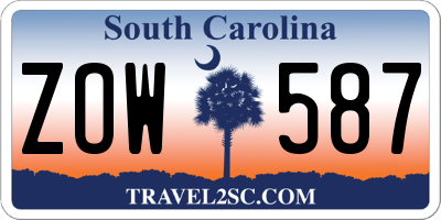 SC license plate ZOW587