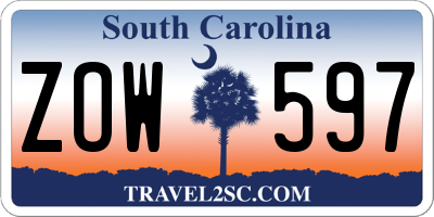 SC license plate ZOW597
