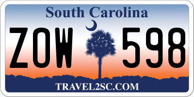 SC license plate ZOW598