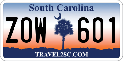 SC license plate ZOW601