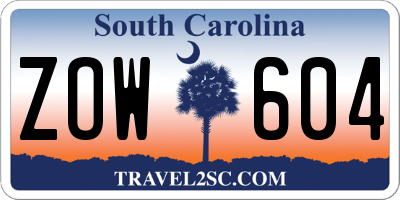 SC license plate ZOW604