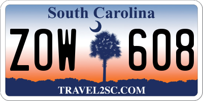 SC license plate ZOW608