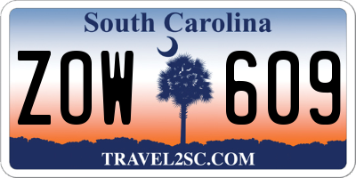 SC license plate ZOW609