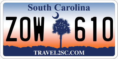 SC license plate ZOW610