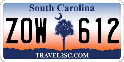 SC license plate ZOW612