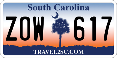 SC license plate ZOW617