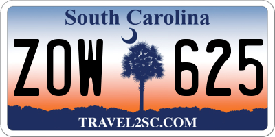 SC license plate ZOW625