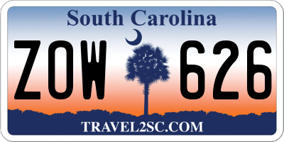 SC license plate ZOW626