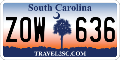 SC license plate ZOW636