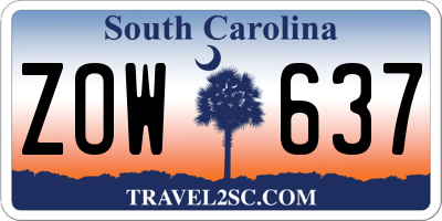SC license plate ZOW637