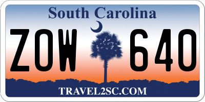 SC license plate ZOW640