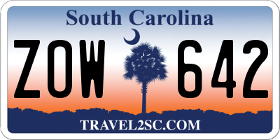 SC license plate ZOW642