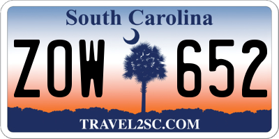 SC license plate ZOW652