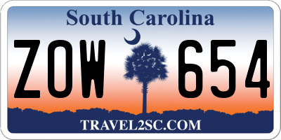 SC license plate ZOW654