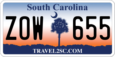 SC license plate ZOW655
