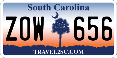 SC license plate ZOW656