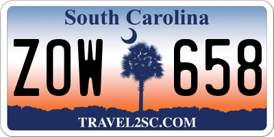 SC license plate ZOW658