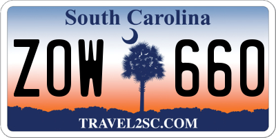 SC license plate ZOW660
