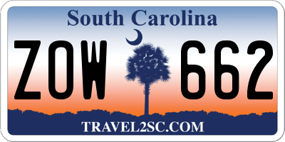 SC license plate ZOW662